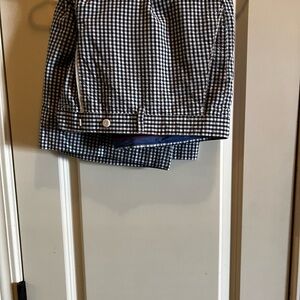 Men's Black and White Checkered Flat Front Shorts